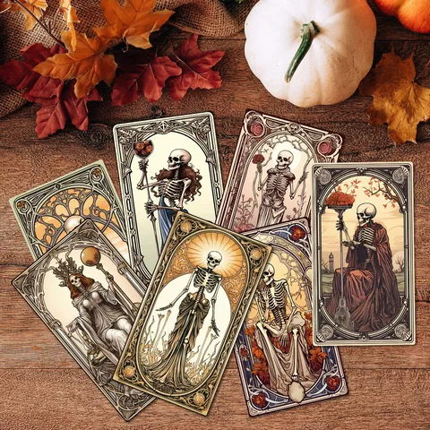 Halloween Skeleton Banner Retro Tarot Style Gothic Cardboard Garland For Party Home Wall Layout Festival Scene Decoration Pull Flag