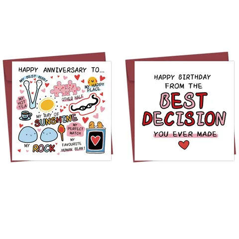 Funny Anniversary Birthday Greeting Card With Envelope Humorous English Quotes Illustration Card For Couples Friends Gift