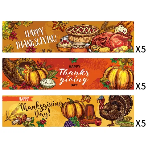 Happy Thanksgiving Water Bottle Labels Waterproof Pumpkin Turkey Maple Leaves Stickers For Fall Harvest Party Decoration