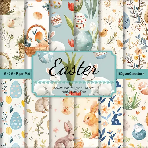 Osterhase Muster Scrapbook Papier Karton Für DIY Journal Basteln Scrapbooking Material Aquarell Floral Design Kunst Papier