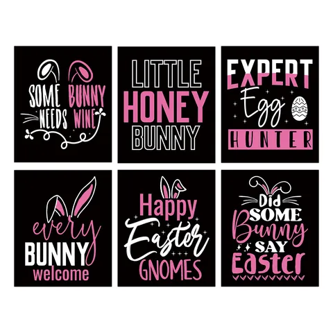 Easter Wine Bottle Label Stickers Funny Bunny Ears Egg Patterns Self Adhesive Holiday Party Dining Table Decor Wine Bottle Decals