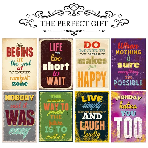 15Pcs Vintage Inspirational Wall Art Cards Set Retro Motivational Quote Postcards For Dorm Room Bedroom Office Home Decor
