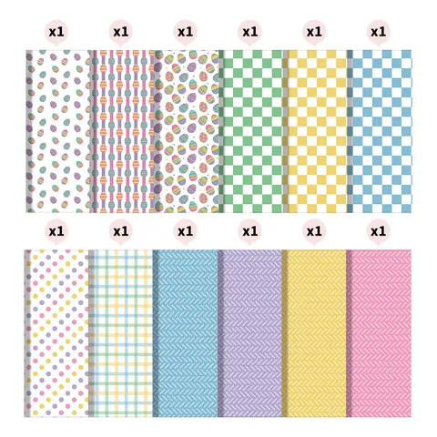 Juego de Papel de Scrapbooking con Estampado de Pascua Flores Huevo Gingham Cartulina para Manualidades DIY Papel de Arte Decorativo sin Ácido ni Lignina