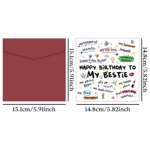 Funny Birthday Greeting Card And Envelope For Bestie Mum Sister Work Friends Appreciation Thank You Anniversary Paper Card