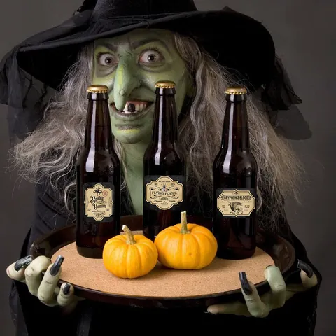 Étiquettes de Bouteille d'Apothicaire d'Halloween Vintage Autocollants Gothiques Décoratifs pour Fête d'Halloween Maison Bar