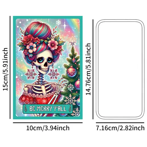 Vintage Kerstmis Skelet Tarot Kaarten Set Gotisch Skelet Kerstversiering Postkaarten Voor Feestdagen Muur Decoratie