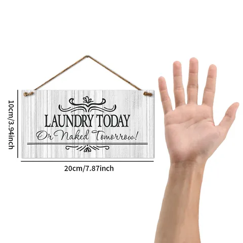 Laundry Today Or Naked Tomorrow Targa In Legno Da Appendere Divertente Decorazione Da Parete Per Lavanderia