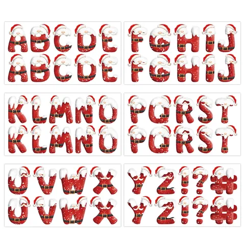 Autocollants Lettres de l'Alphabet Symboles de Noël Thème Père Noël Pour DIY Journal Décor Cadeau Festif Pour Enfants