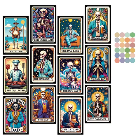Gothic Skelett Tarot Karten Wandaufkleber Papier Postkarten Für Vatertag Geschenk Vintage Illustration Haus Deko Karten