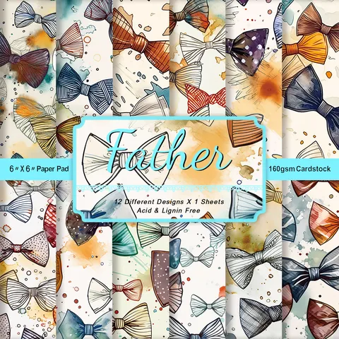 Vintage Gentleman Style Decorative Paper Pad With Bow Tie And Hardware Tools Pattern For DIY Scrapbooking Card Making Cardstock