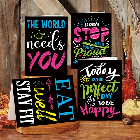 Biglietti d'Auguri Ispiratori Con Buste Kraft Cartoline Motivazionali Retrò per Regalo Decorazione Casa Cancelleria Ufficio