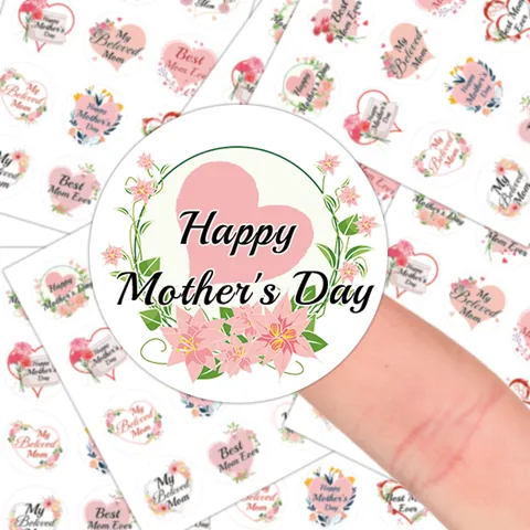 Happy Muttertag Herz Blumen Rund Selbstklebend Etiketten Best Mom Ever Geschenkverpackung Dekor Festliche Siegel Aufkleber