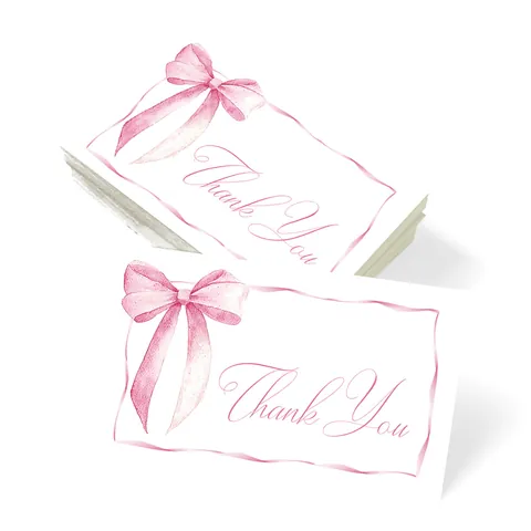 Watercolor Bow Thank You Cards White Cardboard Small Business Gift Wrapping Decor Cards For Wedding Birthday Party Appreciation