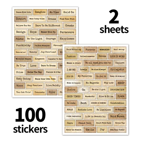 Vintage Inspirational English Quote Stickers For Scrapbooking Diary DIY Decoration Retro PVC Adhesive Labels Journaling Supplies