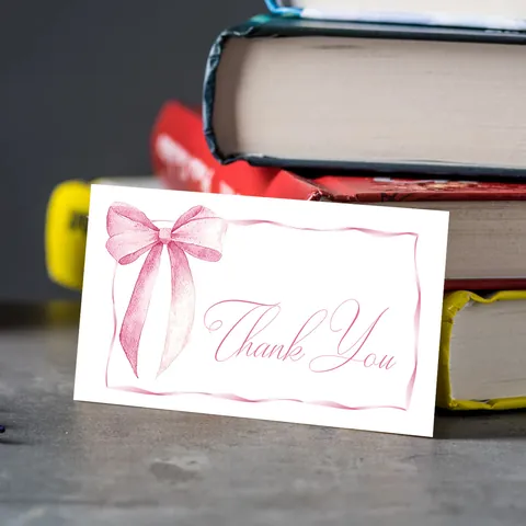 Watercolor Bow Thank You Cards White Cardboard Small Business Gift Wrapping Decor Cards For Wedding Birthday Party Appreciation
