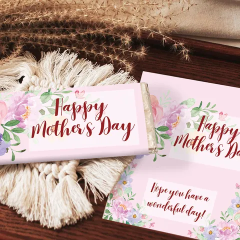 Happy Mother's Day Candy Bar Wrappers Floral Chocolate Stickers Gift Wrapping Labels For Mom Party Favors Decoration