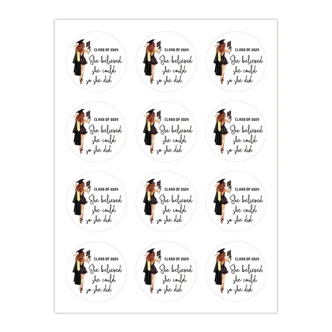 Graduation Stickers Round Graduation Party Favor Labels For Envelopes Gift Bags Decorative Paper Seals For Students Women
