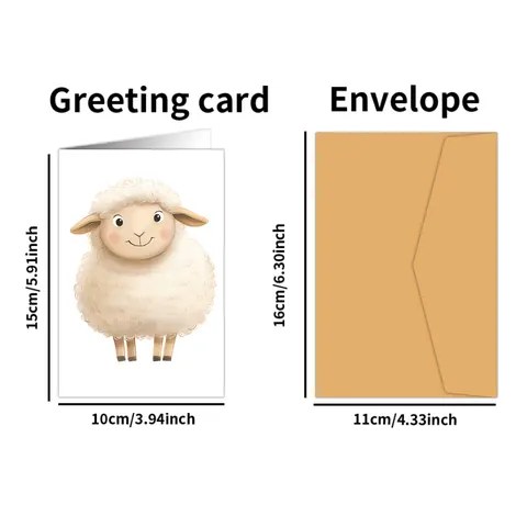 Watercolor Animal Birthday Greeting Cards With Envelopes Cute Sheep Cartoon Blank Note Cards For Kids Adults Blessing Cards