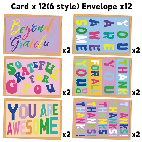 Encouragement Thank You Cards With Envelopes Colorful Gratitude Note Cards Set For Wedding Graduation Business Greeting Cards