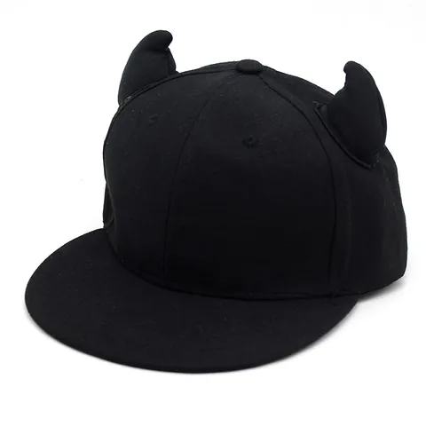 Kleiner Teufelshorn Baseballkappe Snapback Hut Damen Herren Baumwolle Polyester Halloween Neuheit Gothic Hip Hop Streetwear Schwarz