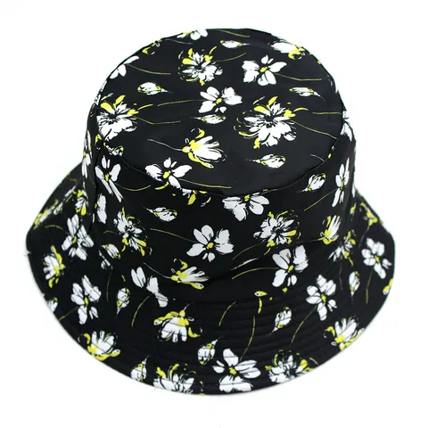 Chapeau Bob Double Face Imprimé Marguerite pour Hommes et Femmes Protection Solaire Pliable de Plage et Voyage Mode