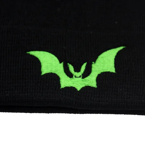 Bat Embroidery Acrylic Knit Beanie For Men Women Winter Warm Street Hip Hop Style Skull Cap Beanie Halloween Party Hat