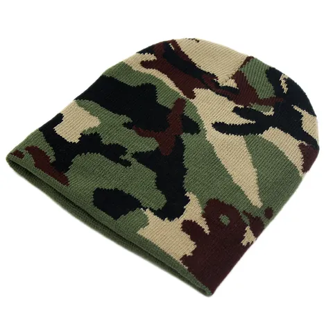 Kids Camouflage Knit Beanie Hat Winter Warm Outdoor Jacquard Acrylic Skull Cap For Boys Girls Cold Weather Headwear