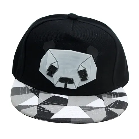 Cappellino da Baseball Panda Geometrico 3D Visiera Piatta Hip Hop Snapback Regolabile Sole All'aperto Per Uomo Donna Cotone
