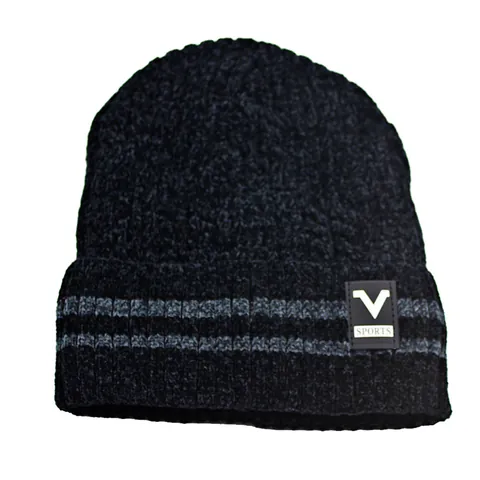 Winter Warme Gebreide Muts Heren Vrouwen Verdikte Fleece Gevoerd Sportief Letterlabel Gestreept Manchetten Outdoor Muts