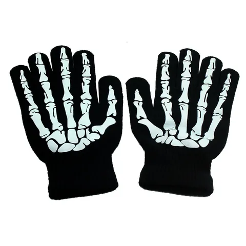 Halloween Skelet Hand Bedrukte Gebreide Handschoenen Warm Winter Touchscreen Vingerhandschoenen Schedel Gothic Feest Unisex Handschoenen