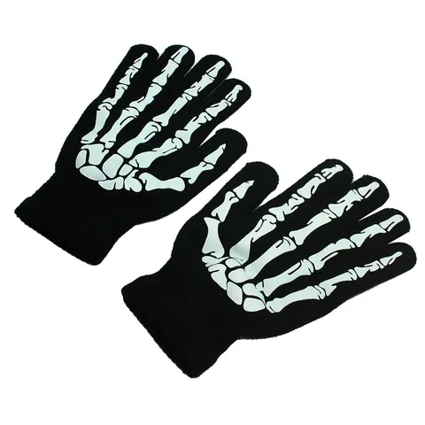 Halloween Skelet Hand Bedrukte Gebreide Handschoenen Warm Winter Touchscreen Vingerhandschoenen Schedel Gothic Feest Unisex Handschoenen