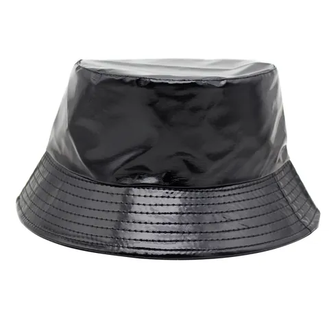 PU Leder Anglerhut Herren Damen Glänzend Metallisch Holografisch Kunstleder Sonnenhut Vintage Punk Streetwear Fischerhut