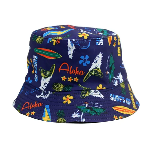 Unisex Τροπικό Καπέλο Bucket με Εκτύπωση Aloha Βαμβακερό Προστασία από τον Ήλιο Υπαίθριο Παραλία Αναπνεύσιμο Καπέλο Ταξιδιού