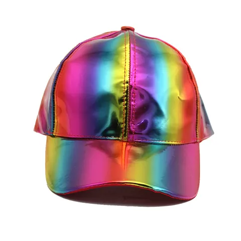 Trendige Holografische Laser PU Leder Baseballkappe Bunter Regenbogen Silber Gold Schwarz Verstellbarer Sonnenhut Hip Hop Streetwear Für Herren Damen
