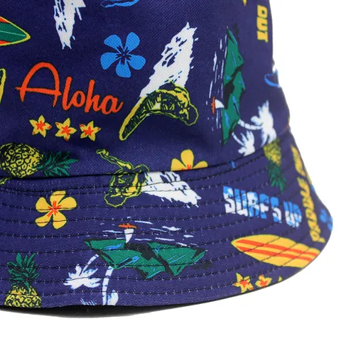 Unisex Τροπικό Καπέλο Bucket με Εκτύπωση Aloha Βαμβακερό Προστασία από τον Ήλιο Υπαίθριο Παραλία Αναπνεύσιμο Καπέλο Ταξιδιού