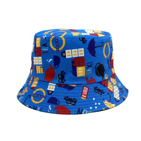 Cappello da Pescatore Reversibile con Stampa Città di Londra per Uomo e Donna in Cotone Casual Protezione Solare da Viaggio Pieghevole