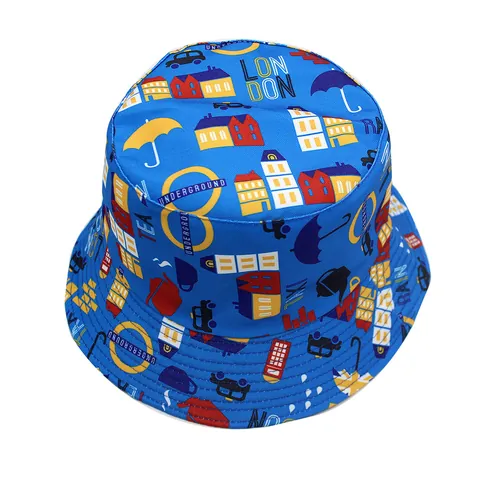 Cappello da Pescatore Reversibile con Stampa Città di Londra per Uomo e Donna in Cotone Casual Protezione Solare da Viaggio Pieghevole