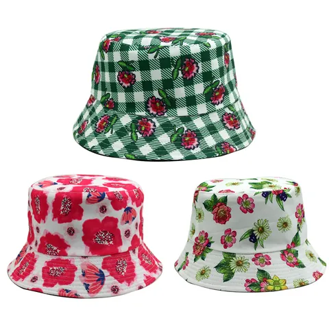 Casual Βαμβακερό Καπέλο Bucket με Φλοράλ Μοτίβο για Άνδρες και Γυναίκες Προστασία από τον Ήλιο Καπέλο Ψαρά Gingham