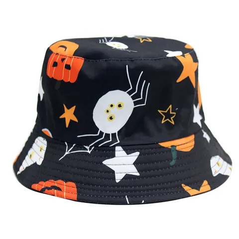 Halloween Pompoen Spin Print Vissershoed Uniseks Polyester Zonbescherming Fisherman Cap Voor Feest Outdoor Decoratie