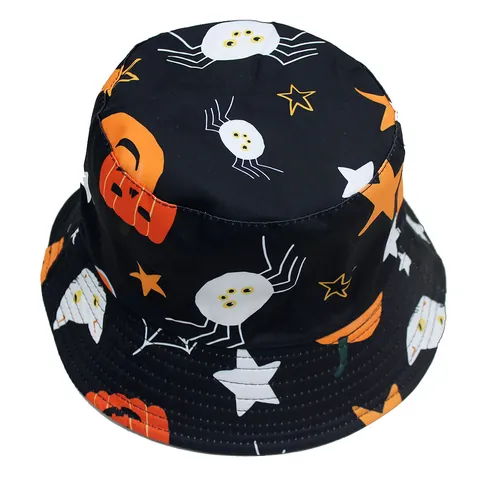 Halloween Pompoen Spin Print Vissershoed Uniseks Polyester Zonbescherming Fisherman Cap Voor Feest Outdoor Decoratie