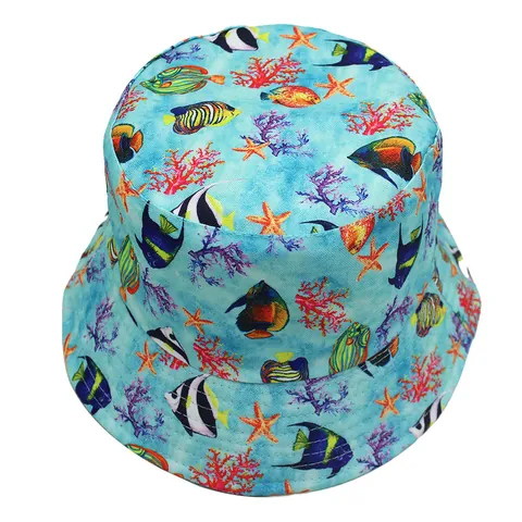 Unisex Καπέλο Bucket από Βαμβάκι Διπλής Όψης Θαλάσσια Ζωή Αστερίας Τροπικό Ψάρι Καπέλο Ήλιου για Παραλία Ύπαιθρο Καλοκαίρι Μόδα