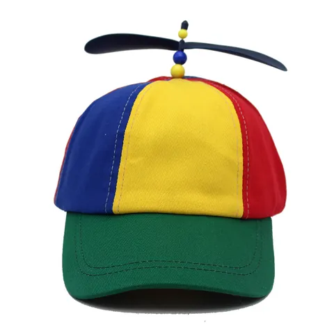 Mehrfarbige Patchwork Propeller Baseballkappe Für Erwachsene Kinder Hubschraubermütze Mit Rotierender Klinge Lustiges Sonnenschutz Party Zubehör