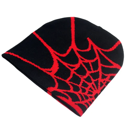 Unisex Spider Web Jacquard Knit Beanie Hat Winter Warm Streetwear Hip Hop Acrylic Cold Weather Outdoor Fashion Cap For Men Women