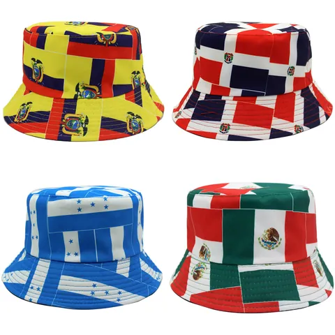 Chapeau Bob en Coton Unisexe Impression Drapeau National Protection Solaire Extérieur Mode Décontractée pour Hommes Femmes