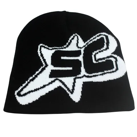 Berretto in Maglia di Acrilico per Uomo Donna Invernale Caldo SC Lettera Jacquard Skull Cap Street Fashion Morbido Berretto