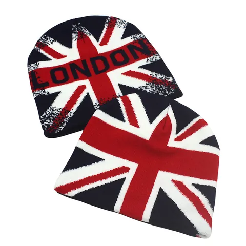 Union Jack Britse Vlag Jacquard Gebreide Beanie Muts Voor Heren Dames Winter Warm London Letter Zachte Acryl Skull Cap