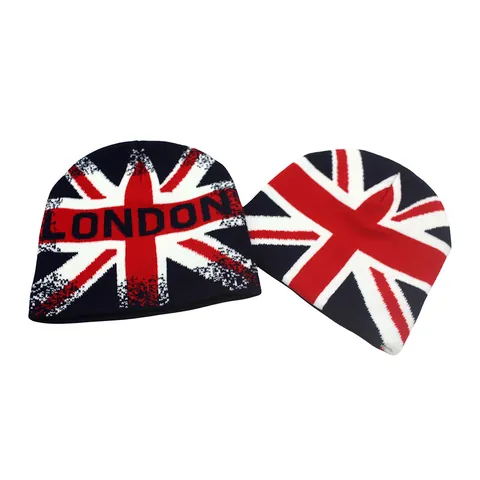 Union Jack Britse Vlag Jacquard Gebreide Beanie Muts Voor Heren Dames Winter Warm London Letter Zachte Acryl Skull Cap