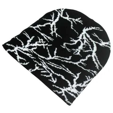 Berretto in Maglia Jacquard a Fulmini Streetwear Unisex Caldo Acrilico Invernale Outdoor Skull Cap Trendy Hip Hop Copricapo per Uomo Donna