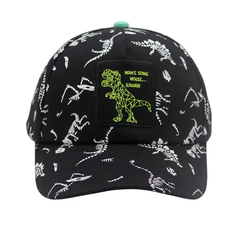 Casquette de Baseball en Coton pour Enfants Motif Squelette de Dinosaure Ajustable pour Garçons Filles Chapeau Soleil