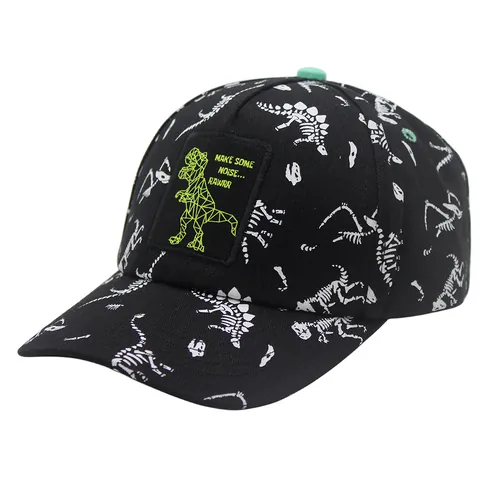 Casquette de Baseball en Coton pour Enfants Motif Squelette de Dinosaure Ajustable pour Garçons Filles Chapeau Soleil